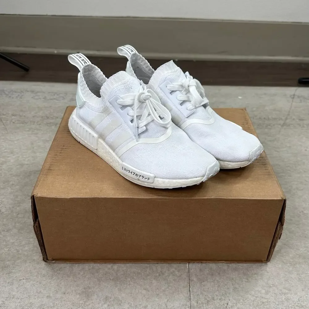 Vintage Y2K Adidas NMD R1 Low Top Shoes Mens 10 Triple White Primeknit Japan